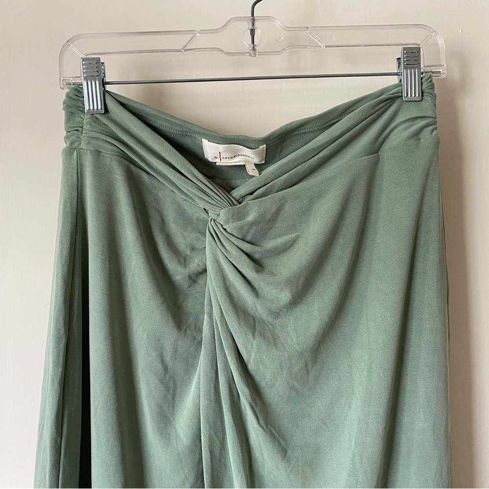 Anthropologie | Junie Twist Front Midi Skirt Green - Picture 5 of 12